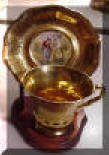 Gold Pickard Style Demicup and Saucer Figural Scene