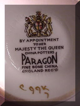 Paragon China, England. c.1950's or later. 