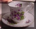 Queens Rosina China Footed Cup and Saucer Violets